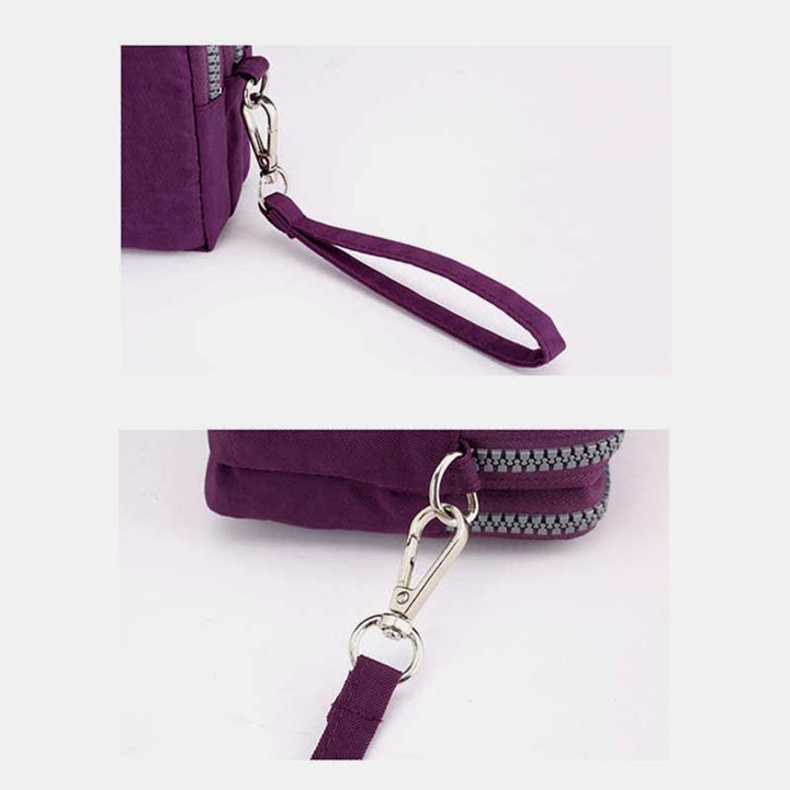 3 Zip Mini Umhängetasche Leichte Handy Brieftasche Lange Armband Geldbörsen