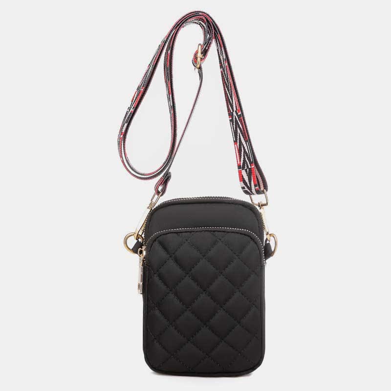 Gesteppte Umhängetasche mit dreifachem Reißverschluss, Handytasche, Schultertasche für Frauen und Mädchen