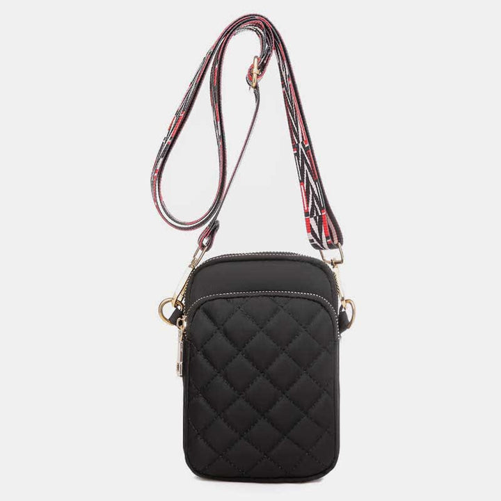 Gesteppte Umhängetasche mit dreifachem Reißverschluss, Handytasche, Schultertasche für Frauen und Mädchen