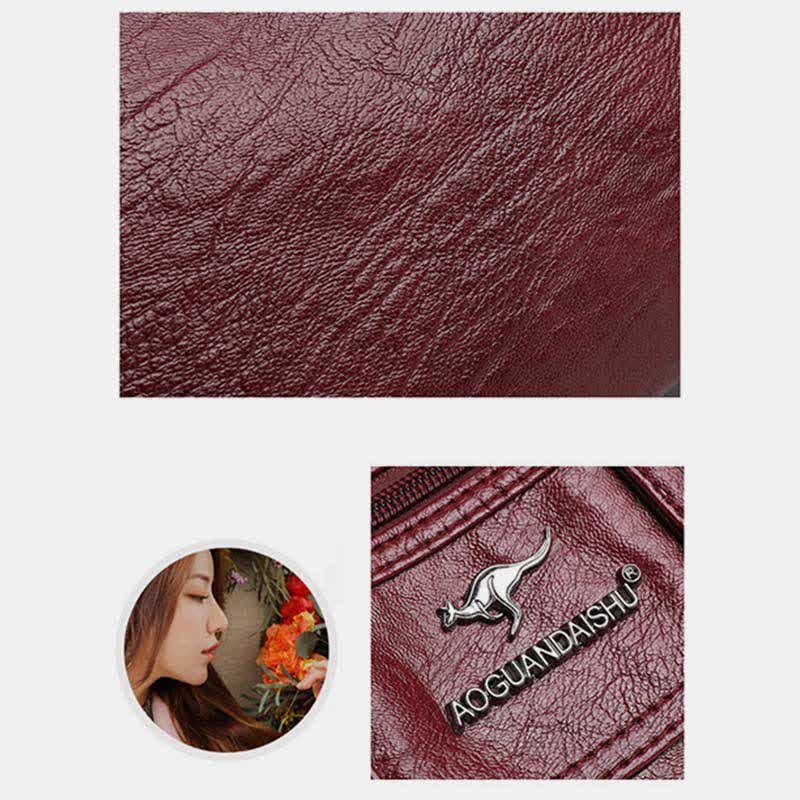 Umhängetasche für Damen, mehrere Taschen, weiches Leder, Reißverschlusstasche, Schultertasche