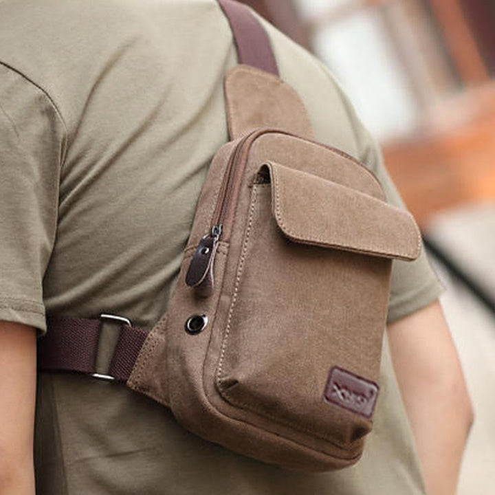 Sling Bag für Herren, multifunktionale Brusttasche aus Canvas für Outdoor-Sport und Freizeit