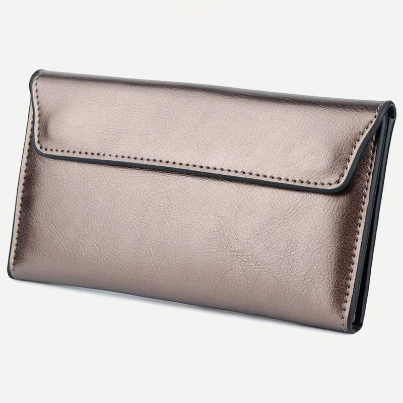 Geldbörse für Damen, schmal, multifunktional, minimalistisch, aus echtem Leder