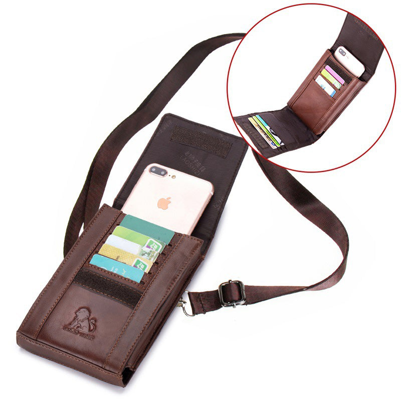Echtes Leder Geldbörse Clutch Multi-Slot Gürteltasche mit Gürtelschlaufe Crossbody Strap