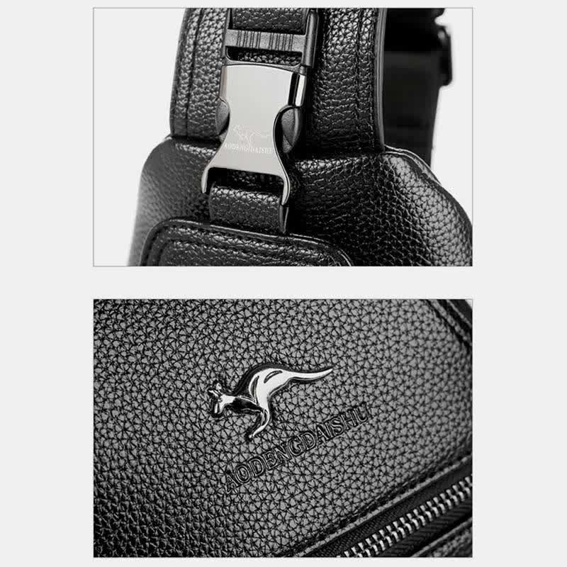 Sling-Brusttasche aus Leder mit mehreren Taschen für Männer mit USB-Ladeanschluss