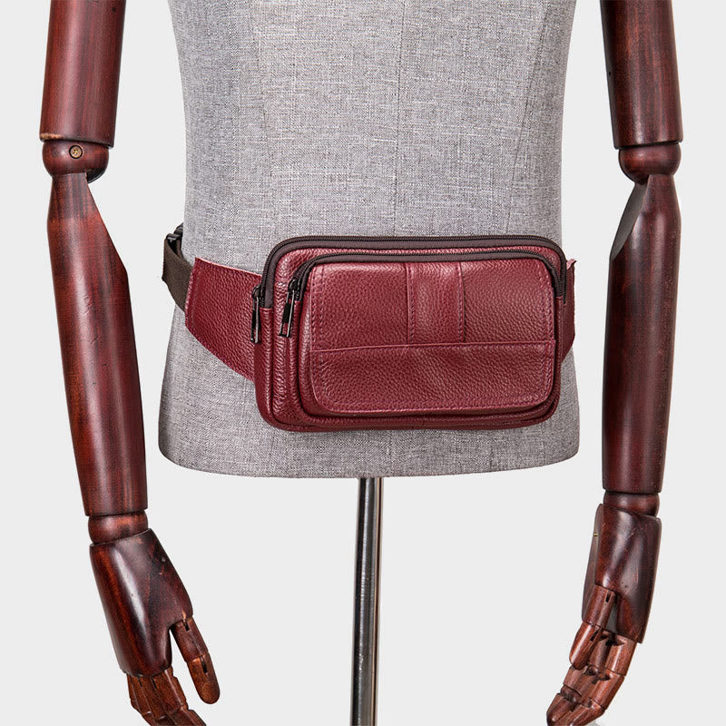 Hüfttasche für Herren, Rindsleder, Outdoor, Laufen, Umhängetasche