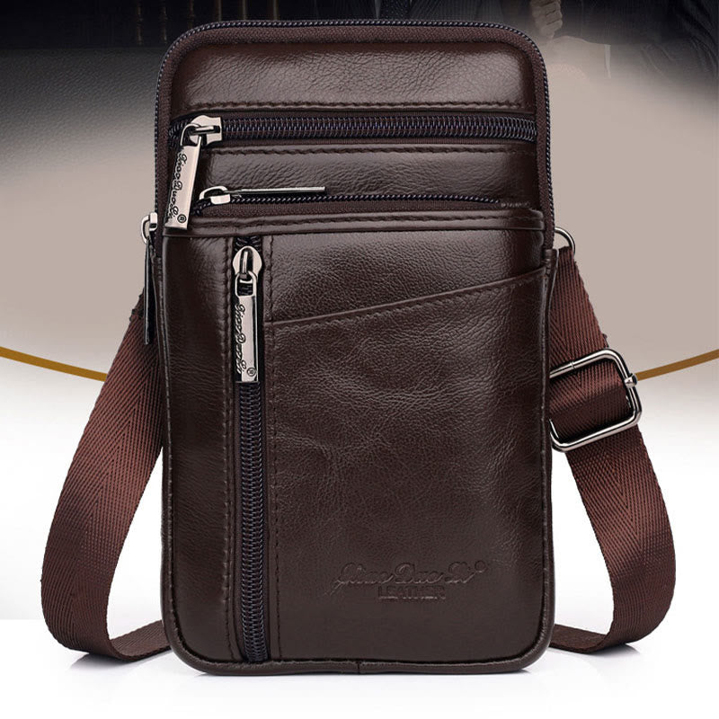 Messenger Bag für Herren, Mini-Umhängetasche aus ultradünnem Leder