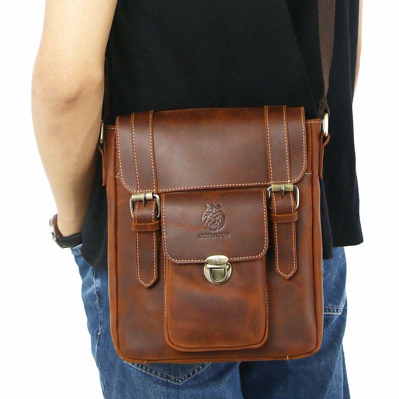 Kleine Leder Messenger Bag Schultertasche Cross Body Retro Handtasche