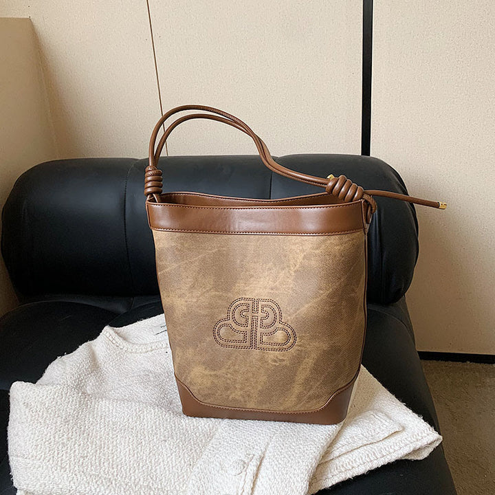Vintage Bucket Bag für Damen aus veganem Leder für die Achsel
