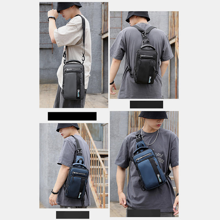 Leichte klassische Schultertasche mit mehreren Taschen und USB-Ladeanschluss für 4 Verwendungszwecke