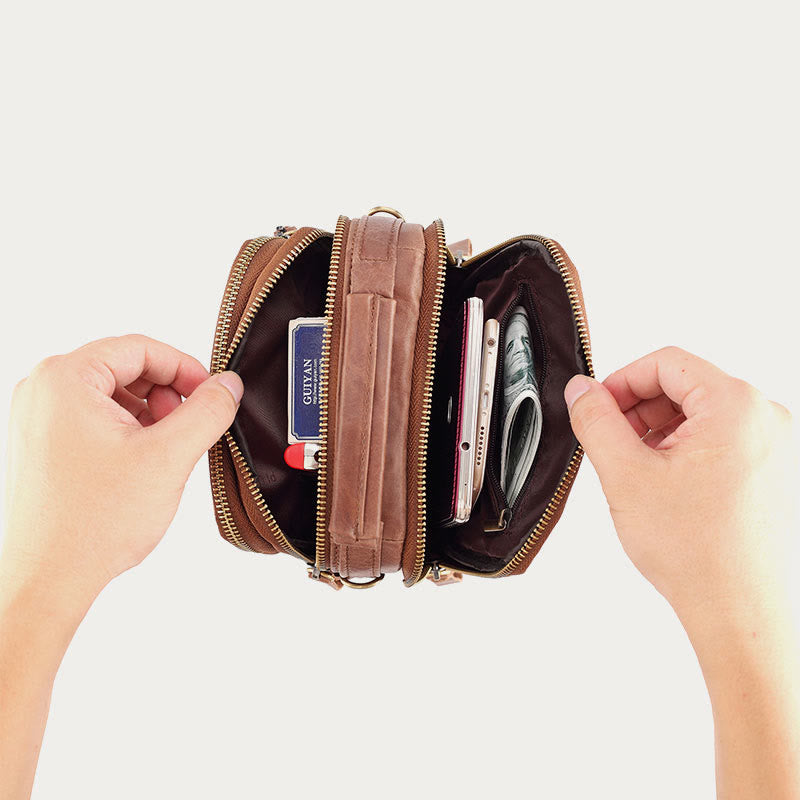 Messenger Bag für Herren, Business, kleine tragbare Umhängetasche aus Leder