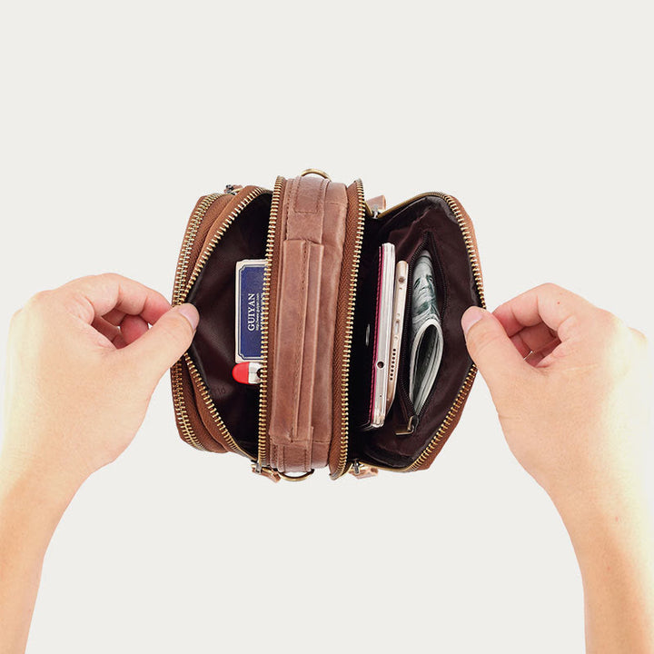 Messenger Bag für Herren, Business, kleine tragbare Umhängetasche aus Leder