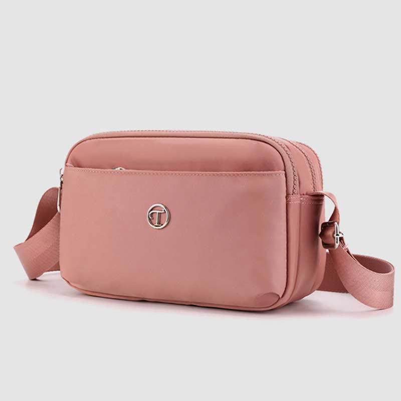 Kleine Umhängetasche mit dreifachem Reißverschluss für Damen, leichte, lässige Schultertasche
