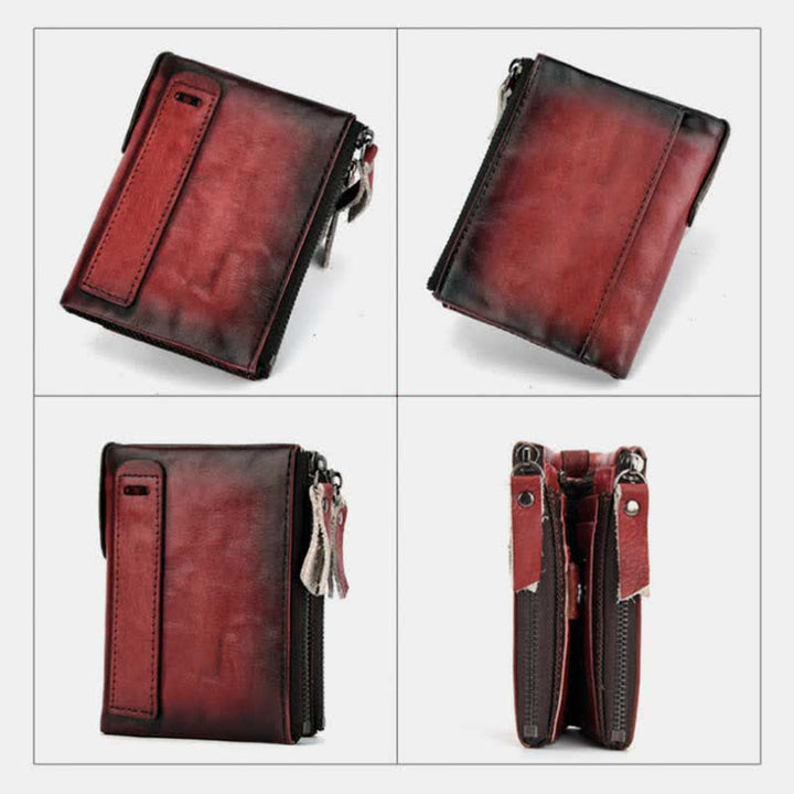 Zweifach gefaltete RFID-blockierende Lederbrieftasche, kurze Vordertaschen-Geldbörse für Herren