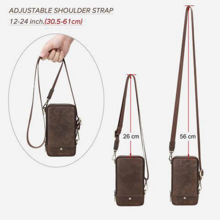 Multifunktionale Vintage-Tasche aus echtem Leder mit großem Fassungsvermögen und Schultergurt 