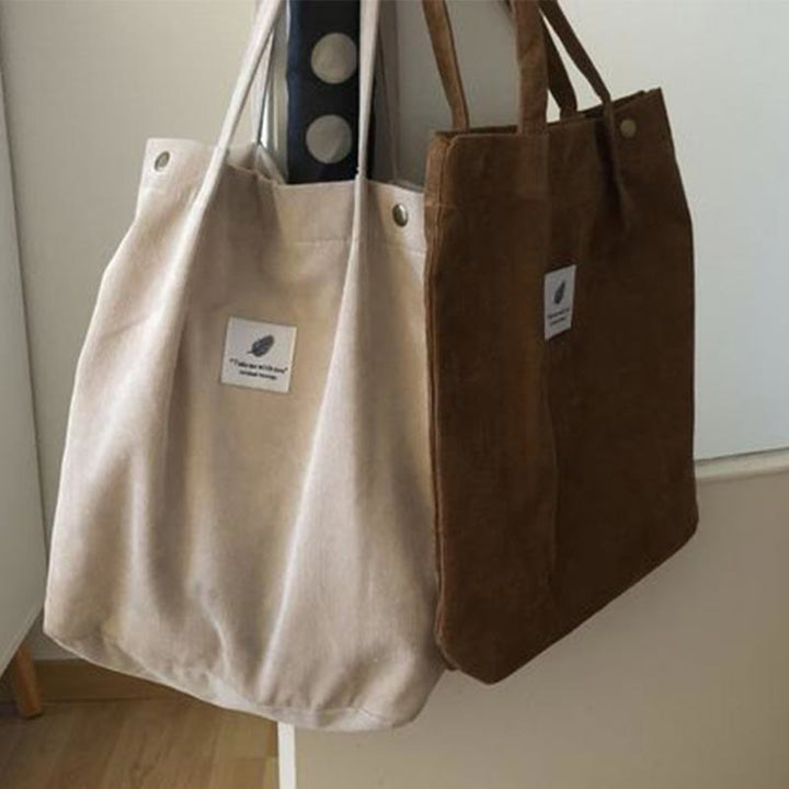 Tragetasche für Damen, großes Fassungsvermögen, Cord-Schultertasche
