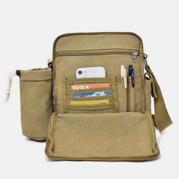 Vintage Canvas Crossbody Tasche für Herren Multifunktionaler Tagesrucksack Schultertasche