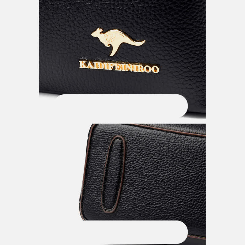 Kleine Umhängetasche mit drei Fächern für Damen, Schultertasche aus Leder
