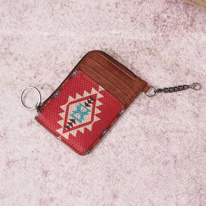 Vintage Kartenhalter für Damen Bohemian Baumwoll Leinen Kette Geldbörse