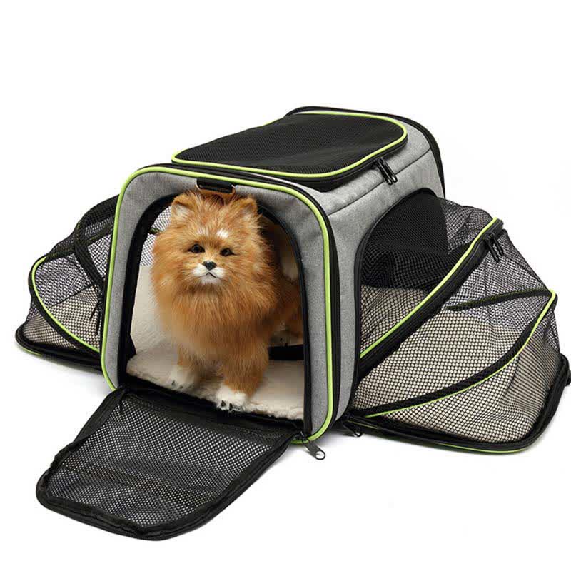Erweiterbare Haustiertragetasche, tragbare, weiche Reisetasche für Haustiere mit belüftetem Design
