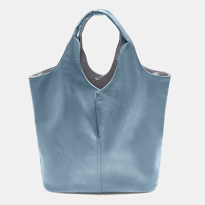 Leder Tote Schultertasche für Frauen Doppelseitige Hobo Geldbörse Bucket Handtasche