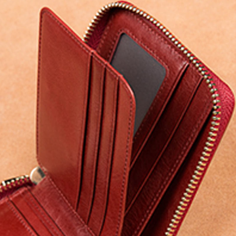 Kompakte Handtasche mit Rundum-Reißverschluss für Damen, geräumige Handtasche aus echtem Leder