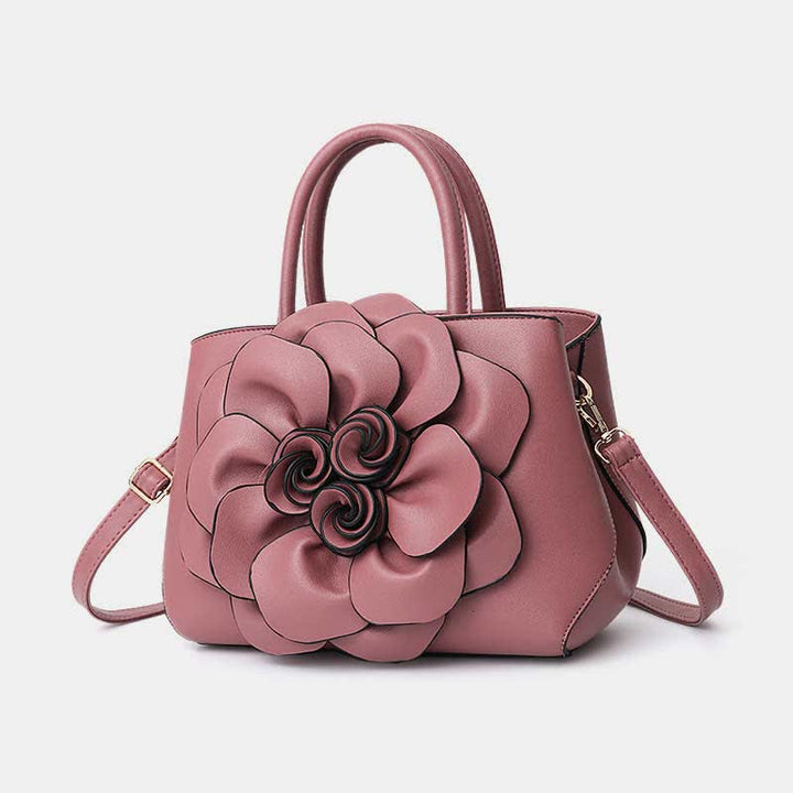 Damen Floral Elegante Schultertasche Vegan Leder Handtasche Satchel Geldbörsen