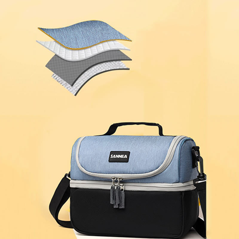 Kühltasche für Ausflüge, doppellagige Isolierung, Umhängetasche, Picknicktasche