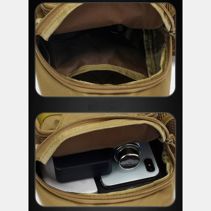Taktische, militärische, leichte Schultertasche mit mehreren Taschen und USB-Ladeanschluss