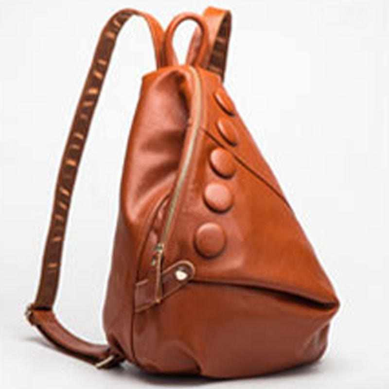 Einfarbiger Lederrucksack für Damen und Jugendliche