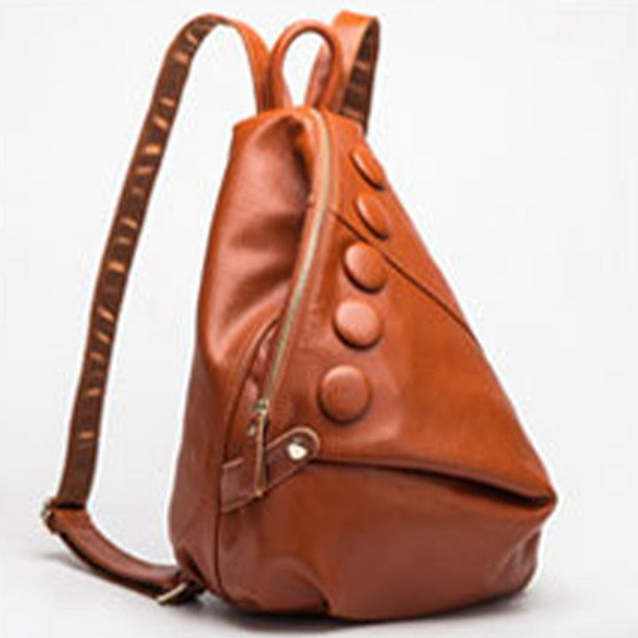 Einfarbiger Lederrucksack für Damen und Jugendliche