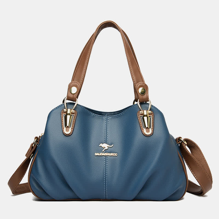 Damen Lederhandtasche mit mehreren Fächern, Umhängetasche, Hobo-Tasche
