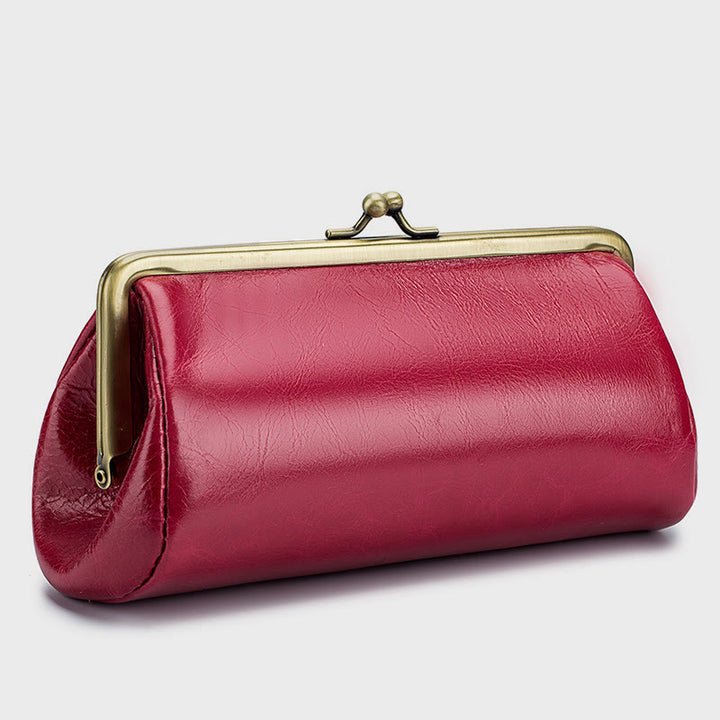Clutch für Damen, Retro, schlichte Abendtasche aus echtem Leder