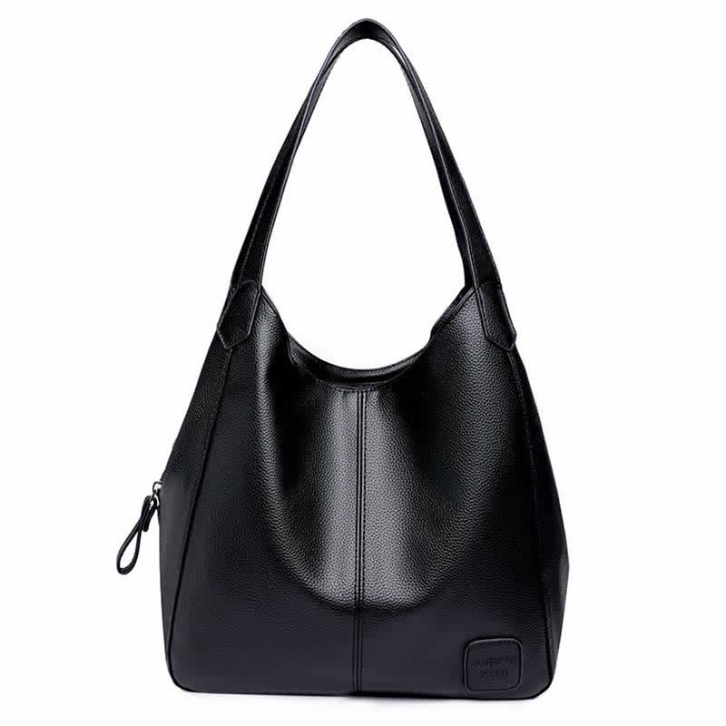Hobo-Tasche mit drei Fächern für Damen, Schultertasche aus PU-Leder