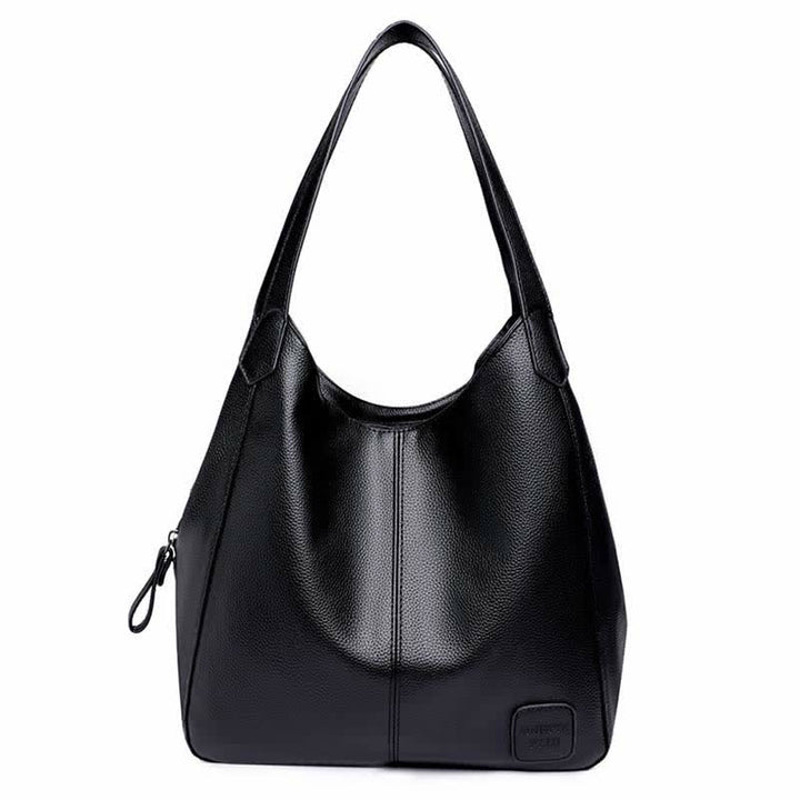 Hobo-Tasche mit drei Fächern für Damen, Schultertasche aus PU-Leder