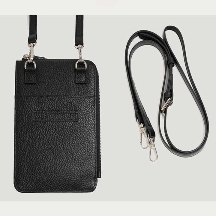 RFID-blockierende Umhängetasche aus Leder für das Telefon mit verstellbarem Riemen