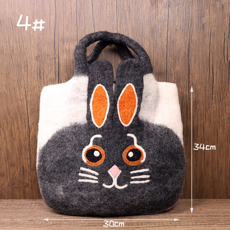 Handgemachte Tasche Wollfilz Handtasche Große Hasengesicht Tote