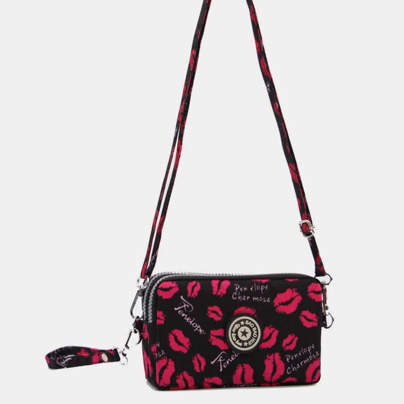 3 Zip Mini Umhängetasche Leichte Handy Brieftasche Lange Armband Geldbörsen