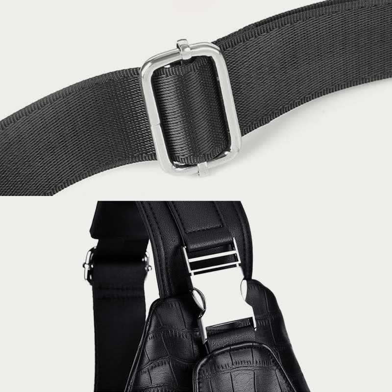 Sling-Rucksack aus Krokodil-Maserungsleder für Herren, Schultertasche, Reise-Tagesrucksack