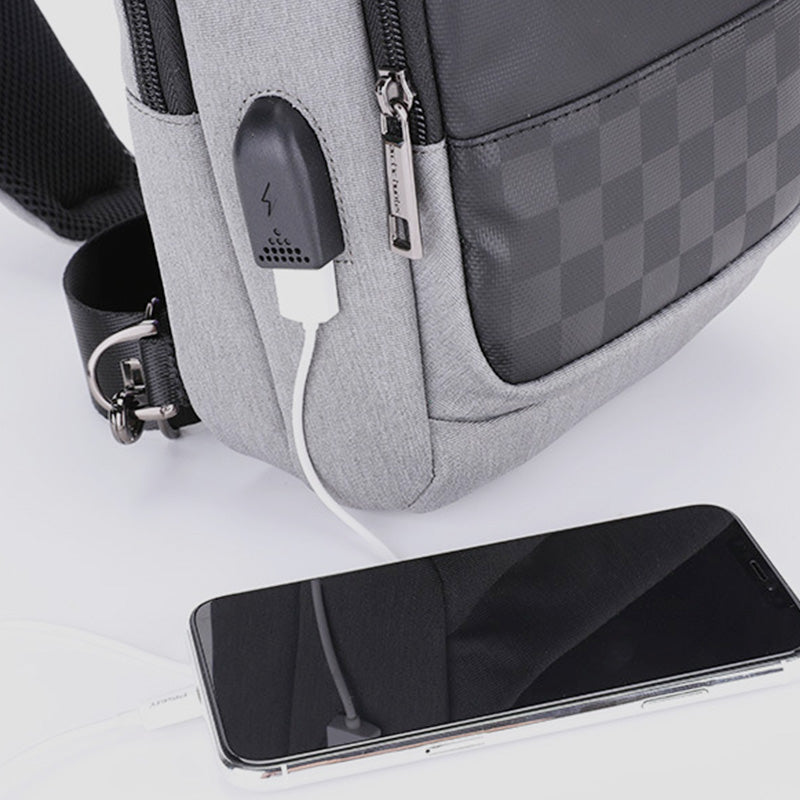 Große, diebstahlsichere, wasserdichte Schultertasche mit USB-Ladefunktion
