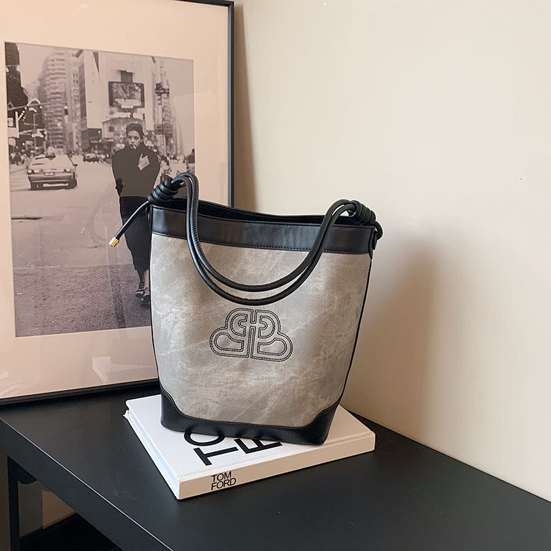 Vintage Bucket Bag für Damen aus veganem Leder für die Achsel