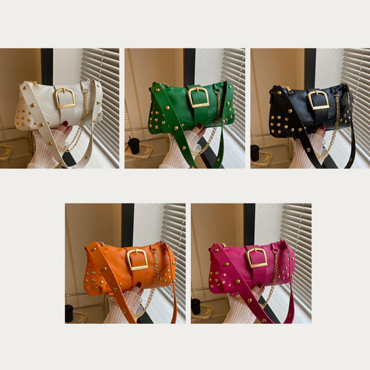 Umhängetasche für Damen, Nieten, Punk, einfarbig, Partytasche