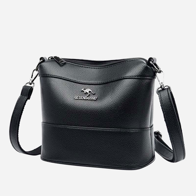 Leder-Beuteltasche für Damen, kleine Umhängetasche mit Crossbody-Gurt