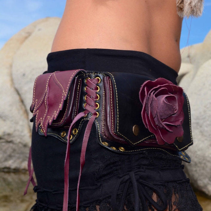 Rose Hüfttasche für Damen Outdoor Leder Gürteltasche