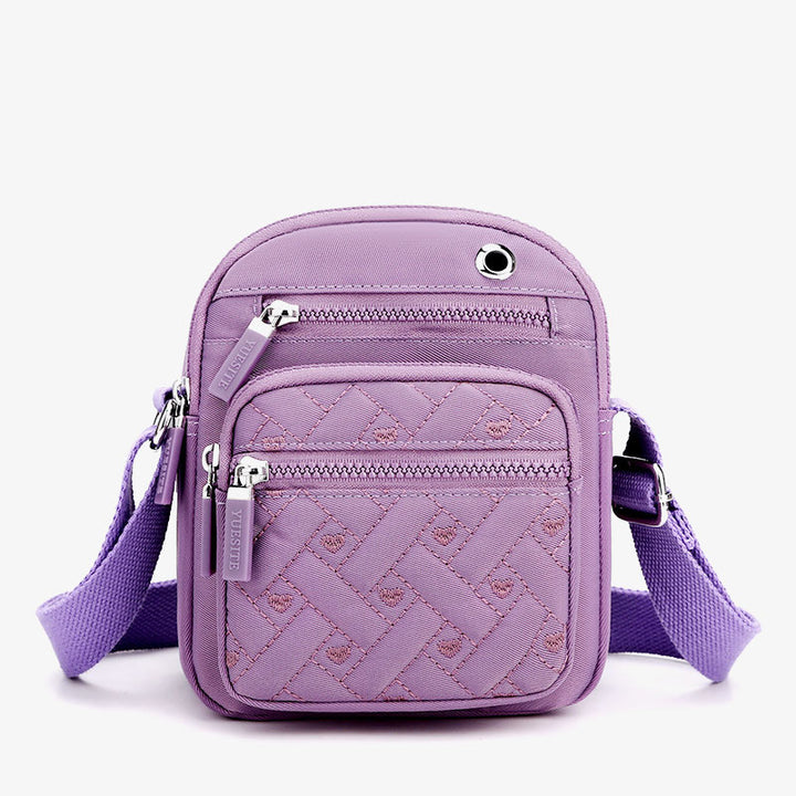 Lässige Umhängetasche aus Nylon mit mehreren Taschen und Loch für Kopfhörer