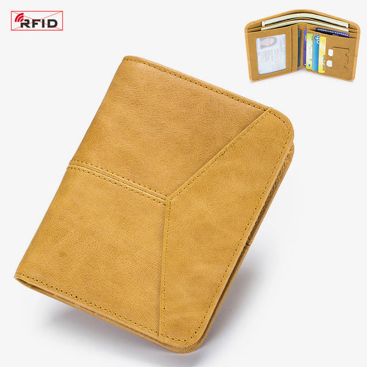 Herren RFID Bifold Trifold Geldbörse Einfarbige Leder Multifunktionale Geldbörse