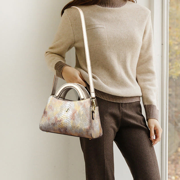 Top-Griff-Tasche für Damen Schlangenhaut-Maserungsform Elegante Umhängetasche