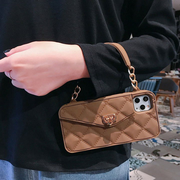 Handtaschenhülle mit Kartenhalter für iPhone, Silikon, stoßfeste Luxus-Telefontasche
