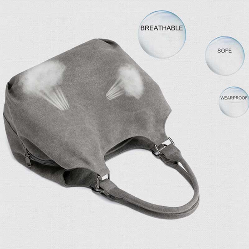 Tragetasche aus Canvas mit drei Fächern, leicht, funktional, Hobo-Handtasche
