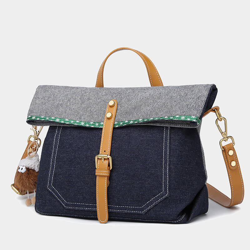 Damen 2-teiliges Denim-Handtaschen-Set, modisches Umhängetaschen-Set