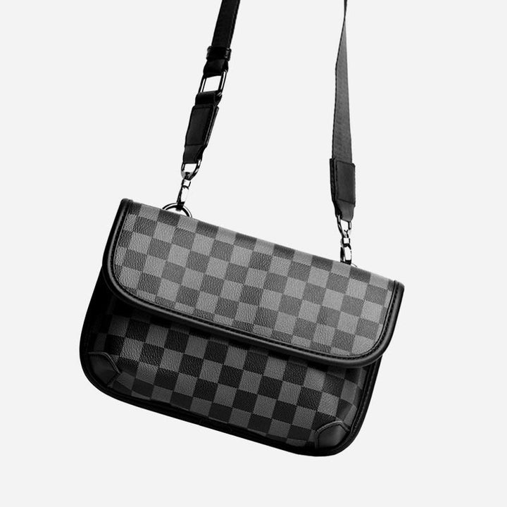 Umhängetasche für Unisex, minimalistische, quadratische Schultertasche aus PU-Leder